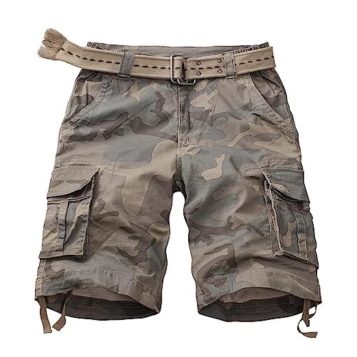 AKARMY Bermuda cargo masculina casual de algodão com vários bolsos para uso ao ar livre camuflagem de sarja (sem cinto), C34 Retro Camo, 43