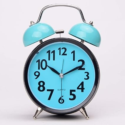 Sapphire India Analog Alarm Clock - Sweep Movement Table Clock, Twin Bell Loud Vintage Alarm Watch with Night Light Function, Suitable for Heavy Sleepers Kids, Girls, Boys, and Students (Blue)