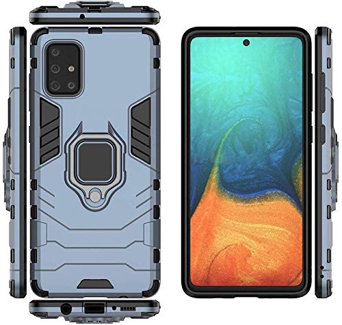 Image of Helix Kickstand, Samsung Galaxy A71 - Blue Cover Armor Kickstand Case with Ring Holder Back Cover for Samsung Galaxy A71 - Blue