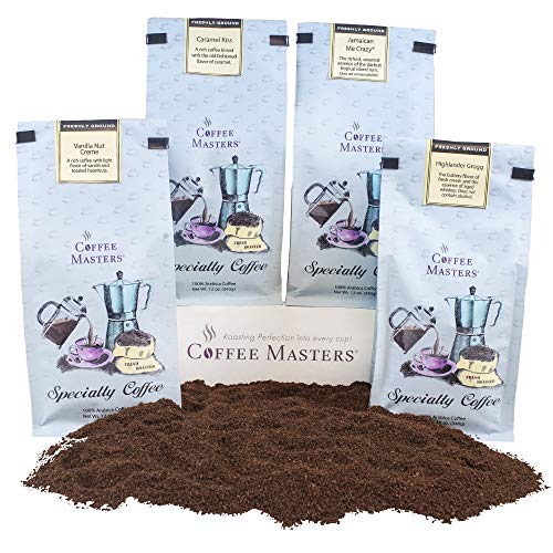 Coffee Masters Ground Coffee Sampler, Jamaican Me Crazy, Chocolate Raspberry, Dark Chocolate Decadence, Almond Amaretto, 48 Ounce #TOP27
