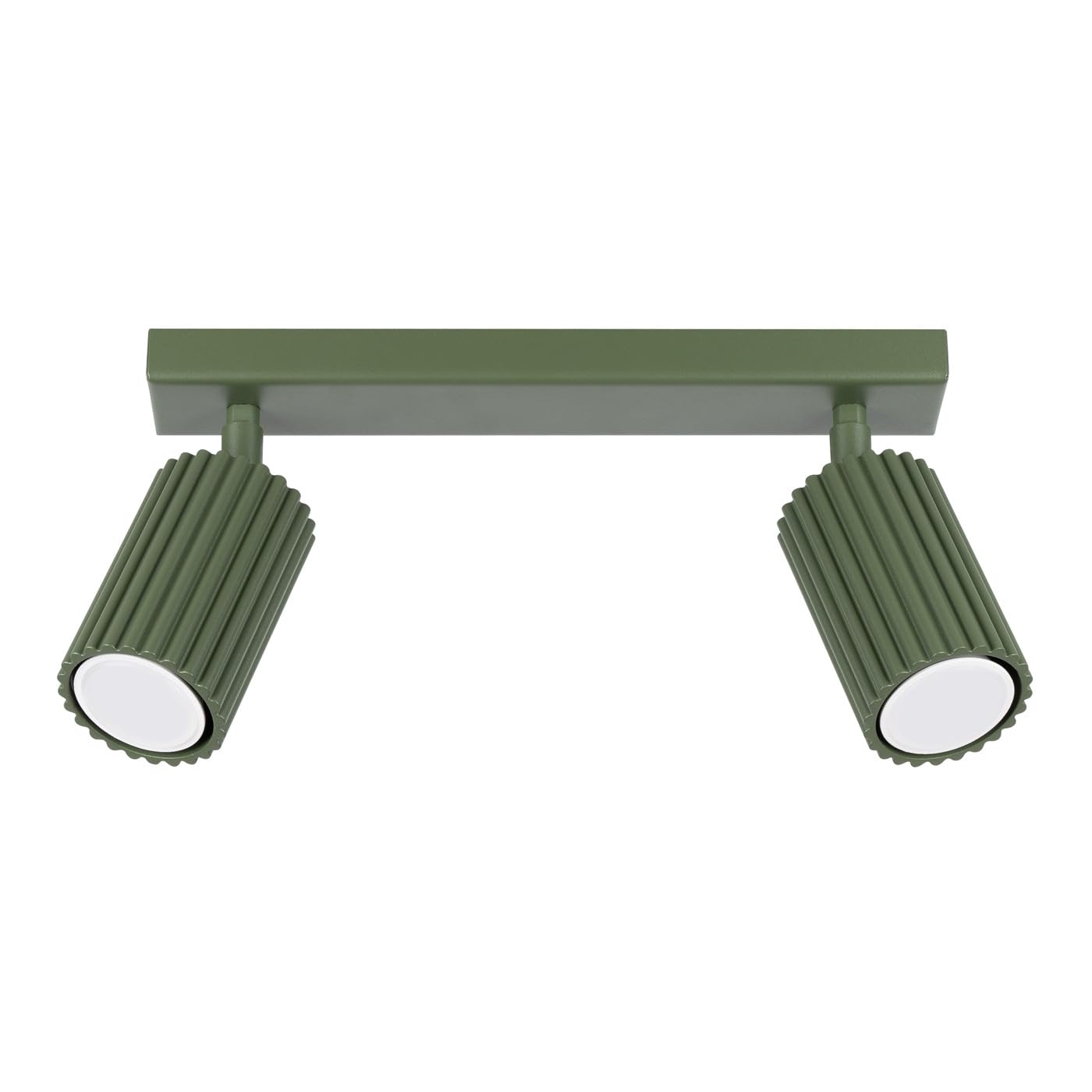SOLLUX lighting Lámpara de Techo - Foco de Techo - en Aluminio - 2 Pantallas - 30 x 6,5 x 16,5 cm - Karbon Verde Oliva