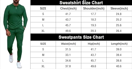 Wzikai Men's Tracksuit 2 Piece Half-Zip Polo Sweatsuits For Mens Casual Running Jogging Sport Suit Sets Army Green M #TOP4
