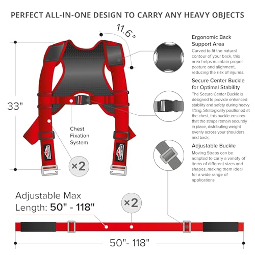 image for X-Protector Moving Straps - 2 Pairs - Lifting Straps for 2 Movers - Mo