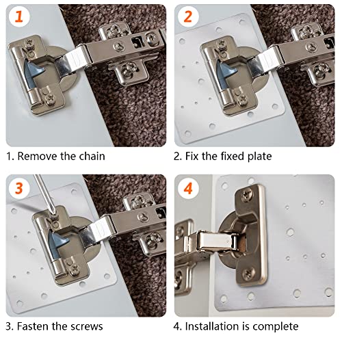 4Pcs Hinges Repair Plate, Kitchen Cabinet Hinges Repair Plate, Stainless Steel Cabinet Door Hinges Repair Plate With Hole And Mounting Screw (4Pcs+24Pcs Screws+1Pc Screwdriver) #TOP4