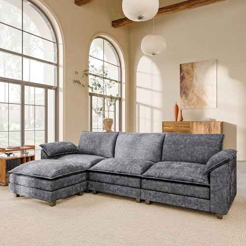 118.9" Modular Sectional Cloud Couch 3-Seat Sofa Set with Movable