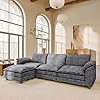 118.9″ Modular Sectional Cloud Couch 3-Seat Sofa Set with Movable Ottoman, L Shaped Sofa Couch with Deep Seat, Chenille Couches for Living Room (Light Grey-4, L Shaped Sofa)