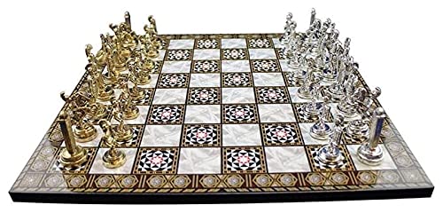 Juego de ajedrez Romano de Metal ajedrez y Tablero de nácar Producto de Lujo y Clase de Tablero de ajedrez de Turquía (tamaño: 37x37x1.2 cm)