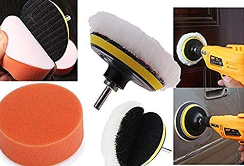Image of DIY Crafts 1 Set, 4 Pcs Sets, 3'' Car & Motorbike Care High Gross Wax Polishing Buffing Pad Kit Car Polishing Buffer Set with Drill Adapter for M10 Connector Drill Accessories f (1 Set, 4 Pcs Sets)