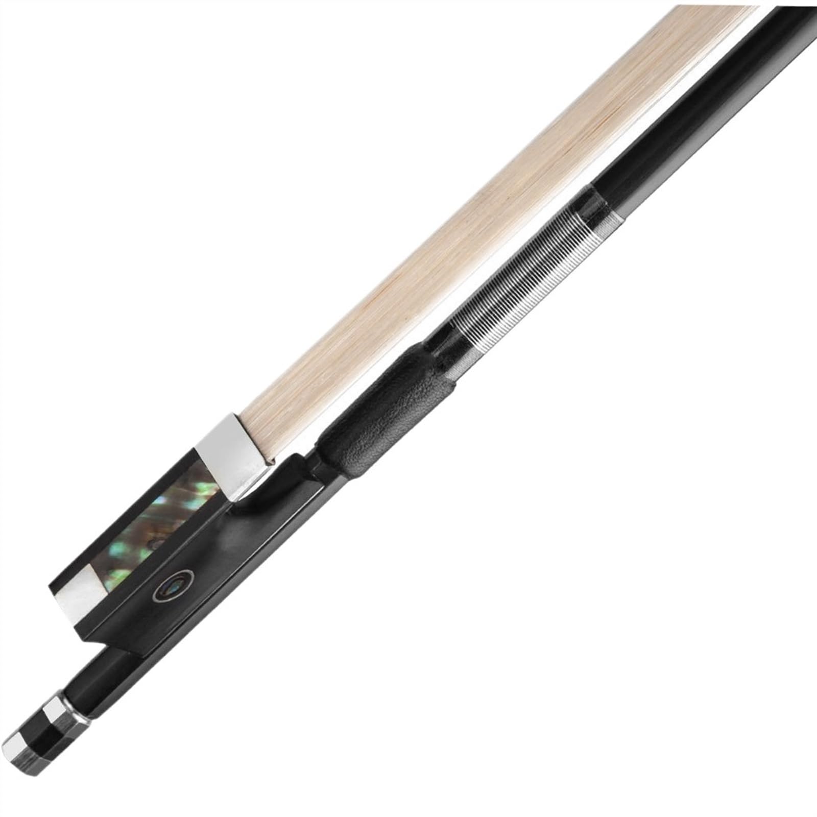 Fibra De Carbono Negra Envuelta Con Alambre De Plata Negro, Cola De Ébano, Poste De Arco De Violín De Tamaño Completo (Color : 4/4)