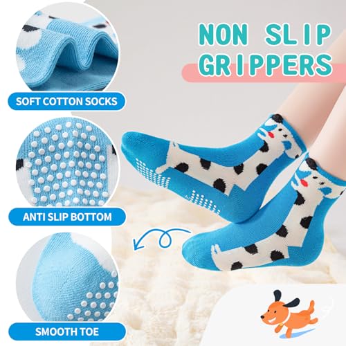 12 Pairs Baby Girls Boys Toddlers Kids Grips Socks Non-Slip/Anti-Skid Funny Cartoon Breathable Cotton Crew Socks3