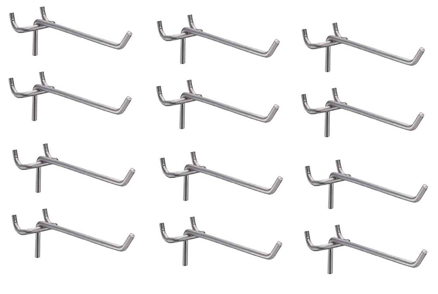 Q1 Beads 12 Pack 2" Heavy Duty Peg Hooks for 1� Spaced Pegboards, Utility Hooks for Wall Organizing in Home or Garage (Chrome, 2 inches, 12 Pcs) (2 inch)