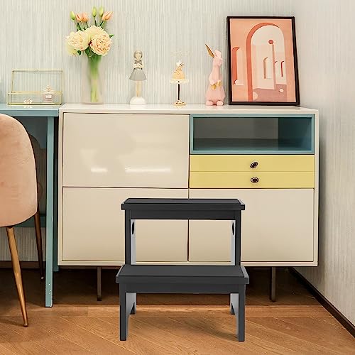 Suqanacy SQ-031 Kids Step Stool Black Stepping Stool 2 Step Stools For Toddlers Bathroom Kitchen Counter Sink Wooden Step Stool Portable Baby Childrens Wood Toddler Foot Bed Step Stool Kids Potty Training Stool thumb #7