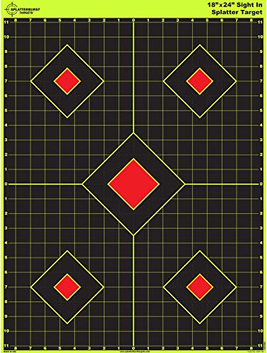 splatterburst targets - 18 x 24 inch - sight in splatter target - easily see your shots burst bright fluorescent yellow upon impact - made in usa