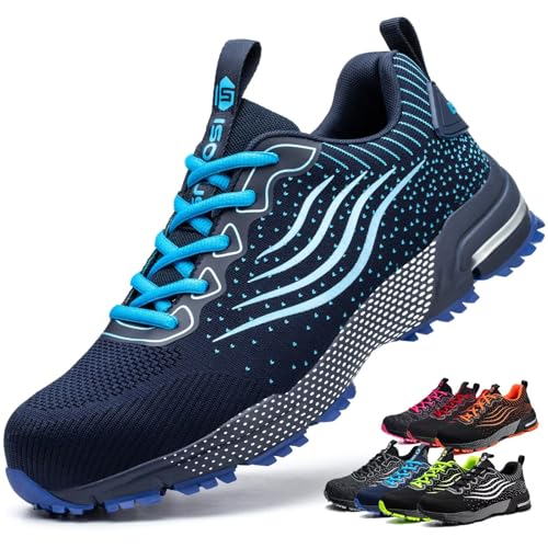 Nasogetch Sicherheitsschuhe Damen Herren Stahlkappenschuhe Arbeitsschuhe Sportlich Atmungsaktiv Schwarz EU 44 7 ISOOUS Sicherheitsschuhe Herren Damen Arbeitsschuhe S3 Leicht Atmungsaktiv rutschfest Stahlkappe Schutzschuhe Blau 46