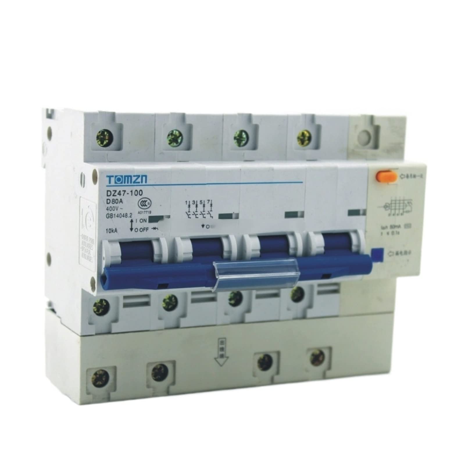 VSPPJYFG DZ47LE 4P 80A D Type 400V~ 50HZ/60HZ Residual Current Circuit Breaker with Over and Leakage Current Protection