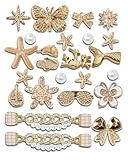 COYWX 24PCS Summer Beach Gold Shoe Charms for Girls and Women, Ocean Theme Gold Bling Shoes Charms with Butterfly, Starfish, Bowknot, Mermaid, Slippers, and Pearl Accessories for DIY Party Look