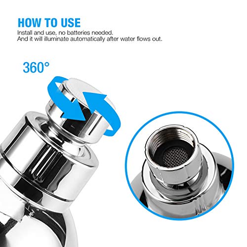 Image of SNOMYRS 7-Color Change Automatically LED Water Faucet Light Circular 360 Degree Rotatable Color Changing Tap Sink for Kitchen and Bathroom (7 Color-1PC-Circular)
