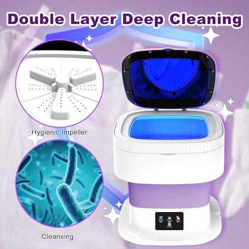 Portable Washing Machine, Mini Foldable Washer, 11L Large Capacity Upgrade Model, Small Collapsible Compact Laundry Washer and spin dryer, Apartment, Dorm, Rv, Socks, Underwear, Baby Clothes (Purple) - Image 4