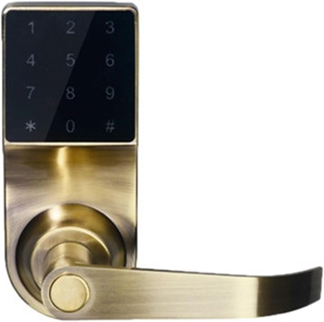 Touch Screen Keyboard Electronic Door Lock Code, 2 ID Cards, 2 Mechanical Keys Digital Combination Lock (Color : Antique Bronze)