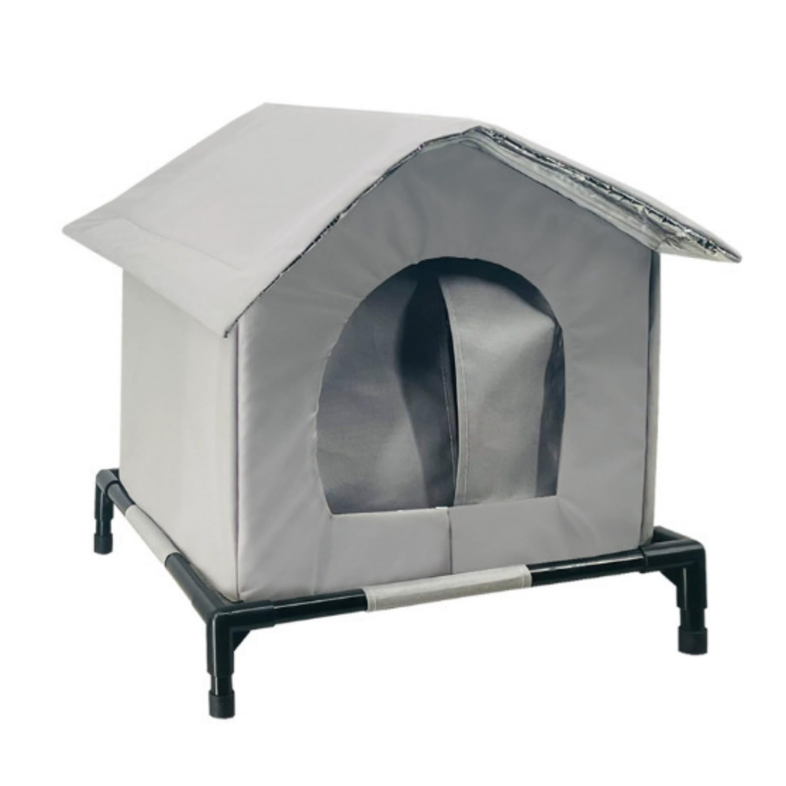 Niche pour Chat Compact, Size to 2, Modèle avec Support en Tissu Gris, Taille M | Extérieur, Niche pour Chat avec Pieds, Surélevé, Balcon, Chats