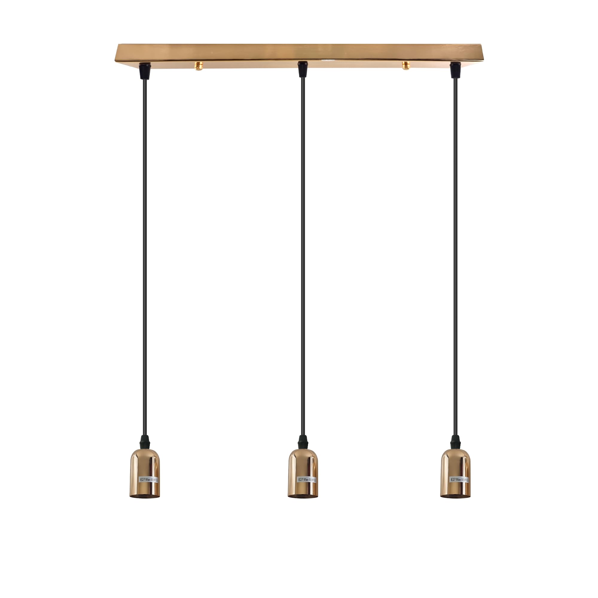 LEDSone Lighting Industrial Cluster 3 Way Pendant Light Fittings, Loft Bar Triple Hanging Pendant Ceiling Lights for Kitchen Island Living Room (French Gold, Without Bulb)