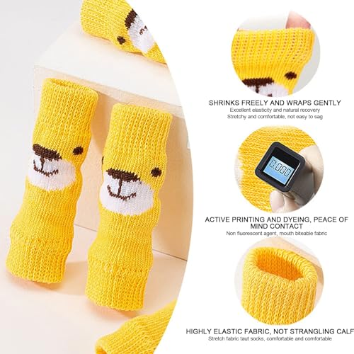Image of Dog Leg Brace Set, Elastic Joint Support Wraps Protecting Hock Knee Elbow for Daily Recovery Cotton Polyurethane Cartoon Pattern 4 Pack