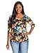 Star Vixen Women's Plus-Size Elbow Sleeve Caterpillar Peek Shoulder Tunic