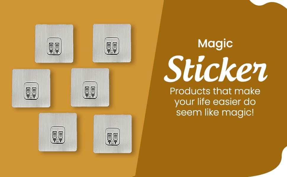 Glitzn Magic Plastic Self Adhesive Sticker Wall Hook Multi-Surface Damage-Free Hooks for Hanging Bathroom Self Corner Shelves Hook Kitchen (6 PCS) 4