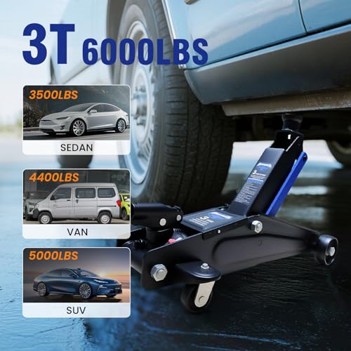 Image of ANTPOWER 3 Ton Floor Jack,with Wheels for Secure Lifting,Fast Lift Floor Jack, Quick Lift Pump for Sport Utility Vehicle,Providing Stable Support for Various Cars (3.0T)