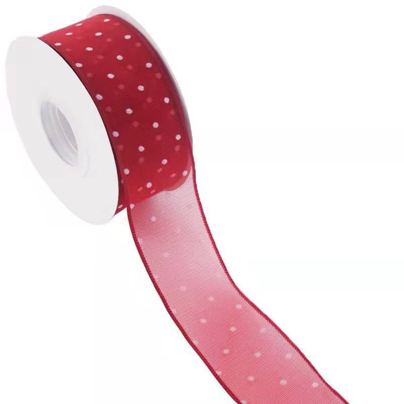 Nastro Nastro di seta 4CM * 10/20Yard Dot Nastro di seta chiffon stampato blu chiaro for confezioni regalo Bouquet di fiori Nastro da imballaggio for la lavorazione del nastro Invito(Red,4CM*20)