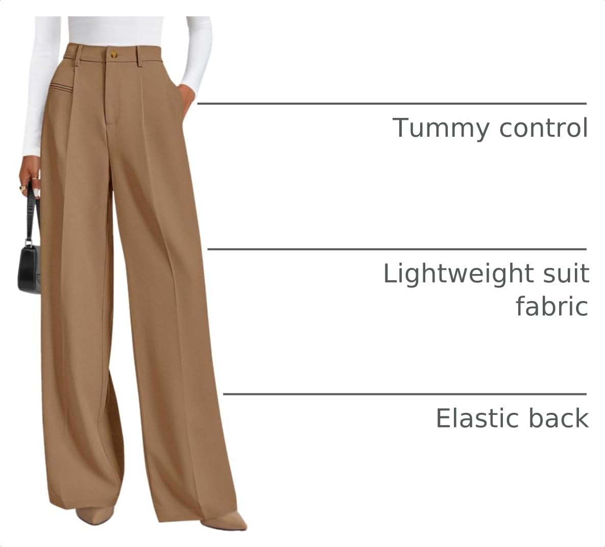  Womens Wide Leg Dress Pants 2026 Business Casual Flowy Work Palazzo Pants High Waisted Slacks Trousers thumbnail