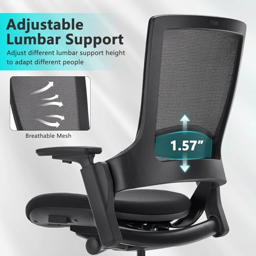 Image of CLATINA Office Chair Swivel Executive Chair, Adjustable Ergonomic Computer Chair with 3D Armrest and Lumbar Support, Mesh Backrest Task Chair for Home Office Conference Room, Studio, 2 Pack