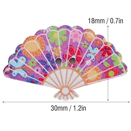 200Pcs Wooden Buttons for Crafts 15mm Floral Fan Shape Buttons with 2 Holes - Image 2