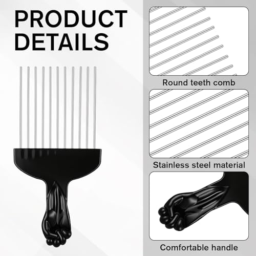 Set de 4 Peines Metal Afro Pick para Cabello Rizado miniatura 3