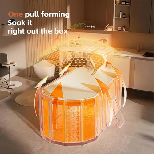 Image of Adult Foldable Bathtub for Adults, Extra-Large Collapsible Soaking Tub with Temp Meter, Drain Pipe & Cushion, Portable Hot Cold Water Bath Tub for Home Spa (Beige)