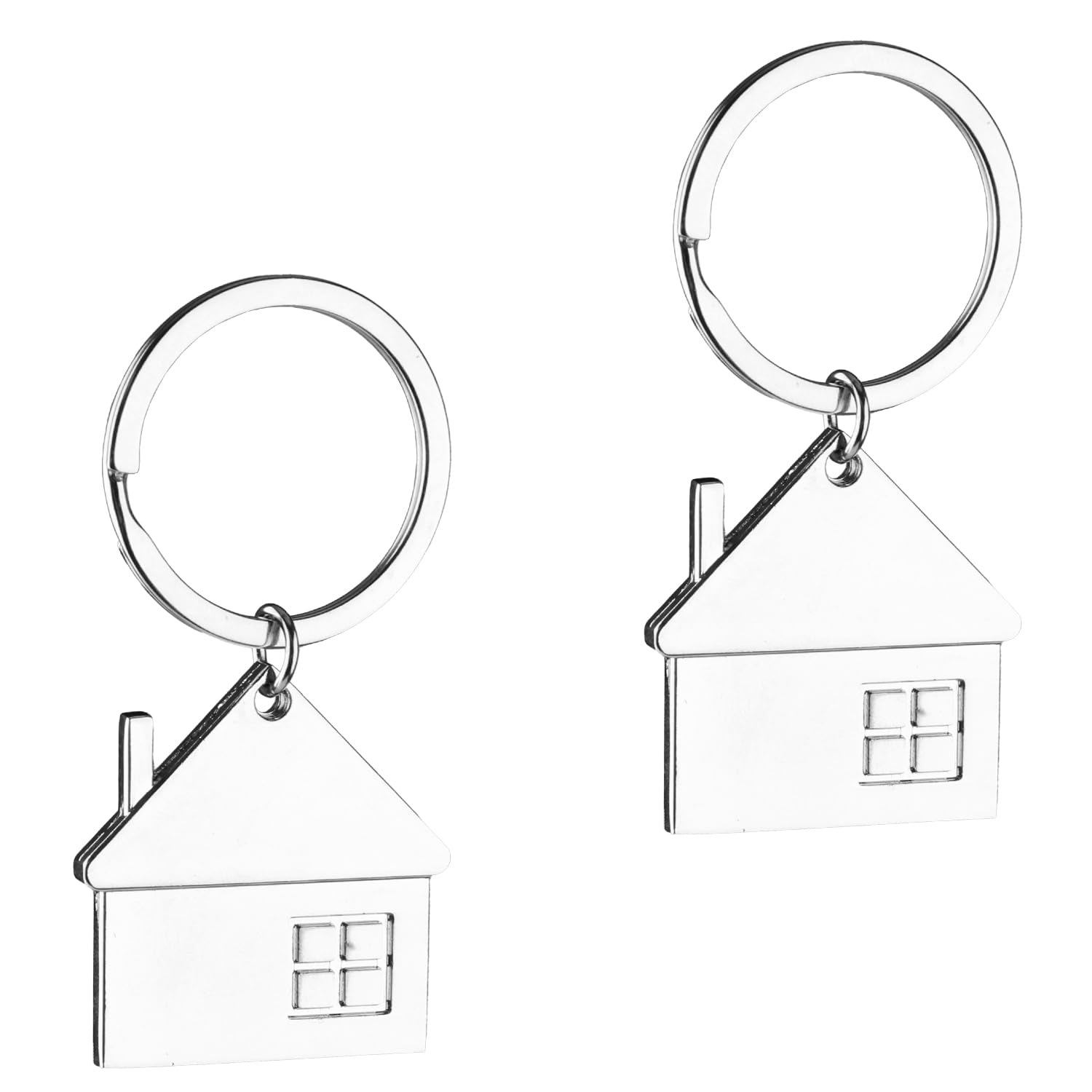 Bojueshaw Unisex Silver 2Pcs Home Keychain,House Shaped Keyring, New Home Keyring Style,Metal Matching Keyring For Friends Couples And Family