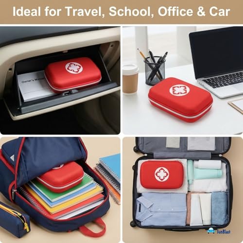 Image of FunBlast Canvas First Aid Pouch - Portable Medicine Bag for Travel, Medicine Storage Bag, Pill Organizer, Zippered Medicines Bag for School, Travel, Camping (Small)
