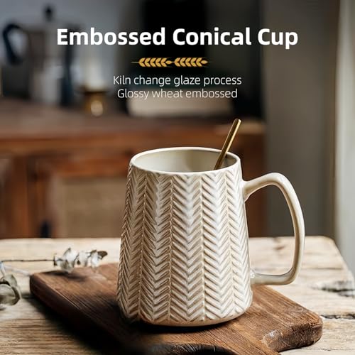 Taza de cerámica blanca 700ml con cuchara miniatura 3