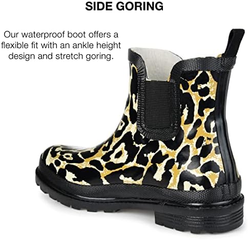 Journee Collection Womens Tekoa Rain Boot with Easy Pull On Design, Leopard, 10 | Image 2