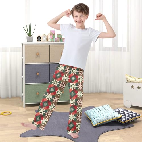 Christmas Pajama Pants Pattern Red Green Snowflake Long Sleep Pants Lounge Bottoms3