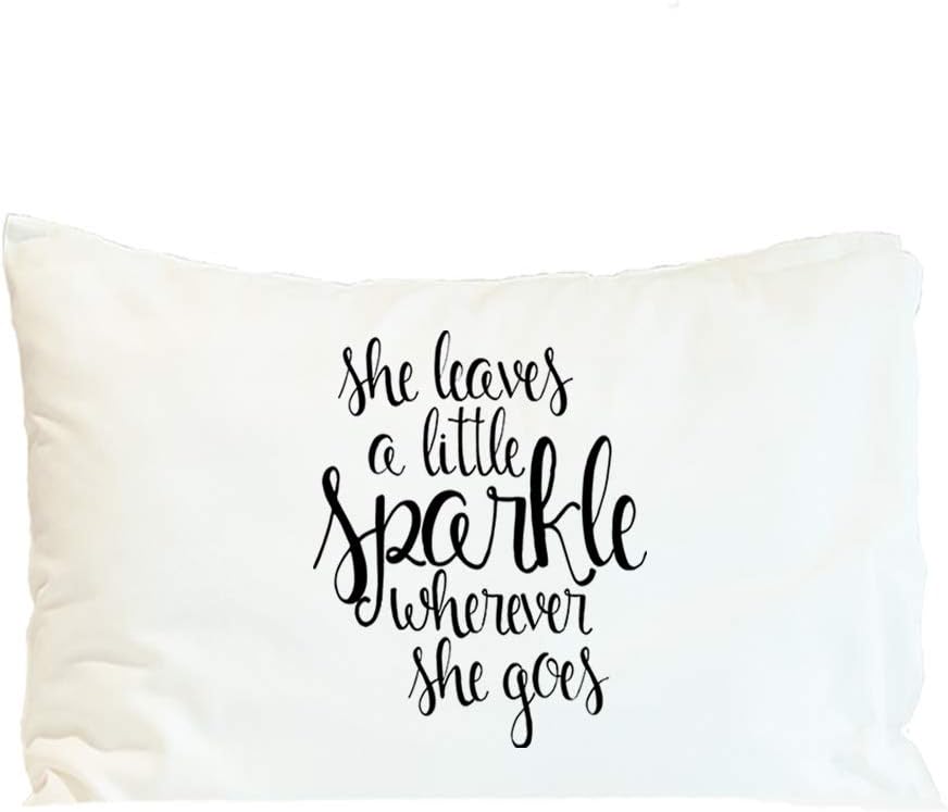 Custom Pillow Case She Leaves Little Sparkle Wherever Goes A Inspiration & Motivation Polyester Home Decor Bed Pillow Covers Personalized Text Here 30x20 Inches