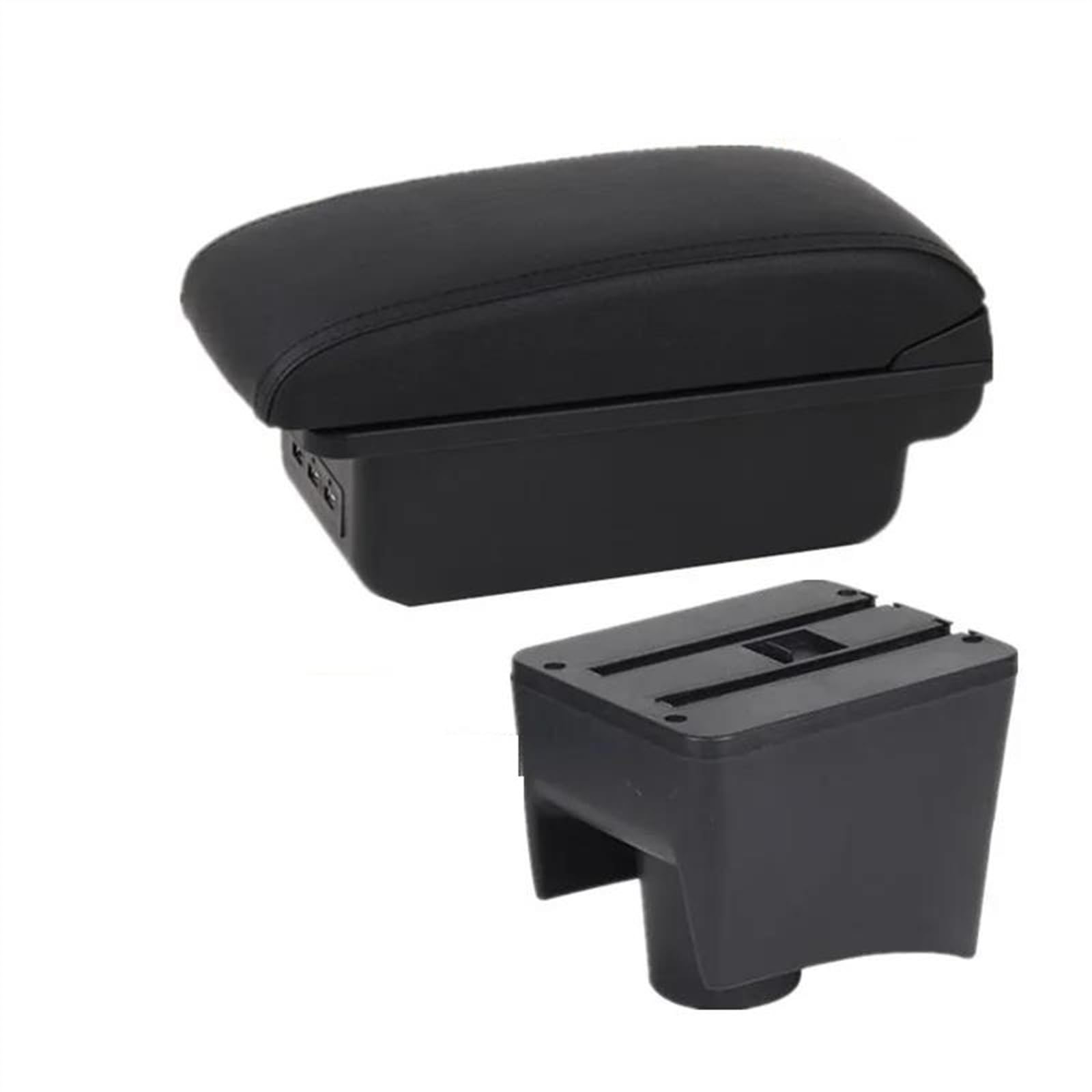NOHEEU Car Armrest Special Storage Box Modification Parts For POLO Mk5 6R For Vento 2010-2018(B1 black line 3USB)