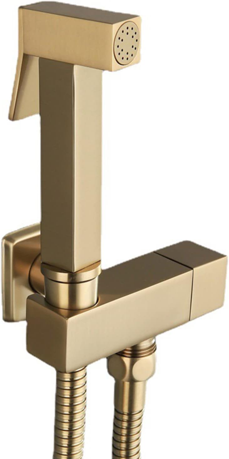 HandheldSprayer for Toilet Brass Portable Baby Cloth Diaper Sprayer Spray Attachment withHose and Bracket, for Feminine Wash, Adjustable Water Pressure Control, Brushed Gold
