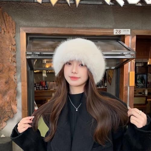 ECYC Faux Fur Bucket Hat, Fashion Plush Bucket Hat Fluffy Fisherman Cap Fuzzy Winter Warm Bucket Hat for Women Girls4