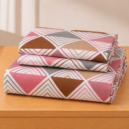 Image of Castiqa Elastic Fitted Supersoft Premium Polycotton 200TC King Size Bedsheets with 2 Pillow Covers (Fits Upto Mattress of 8Inches) (Pink, Full 72x78x8Inch)