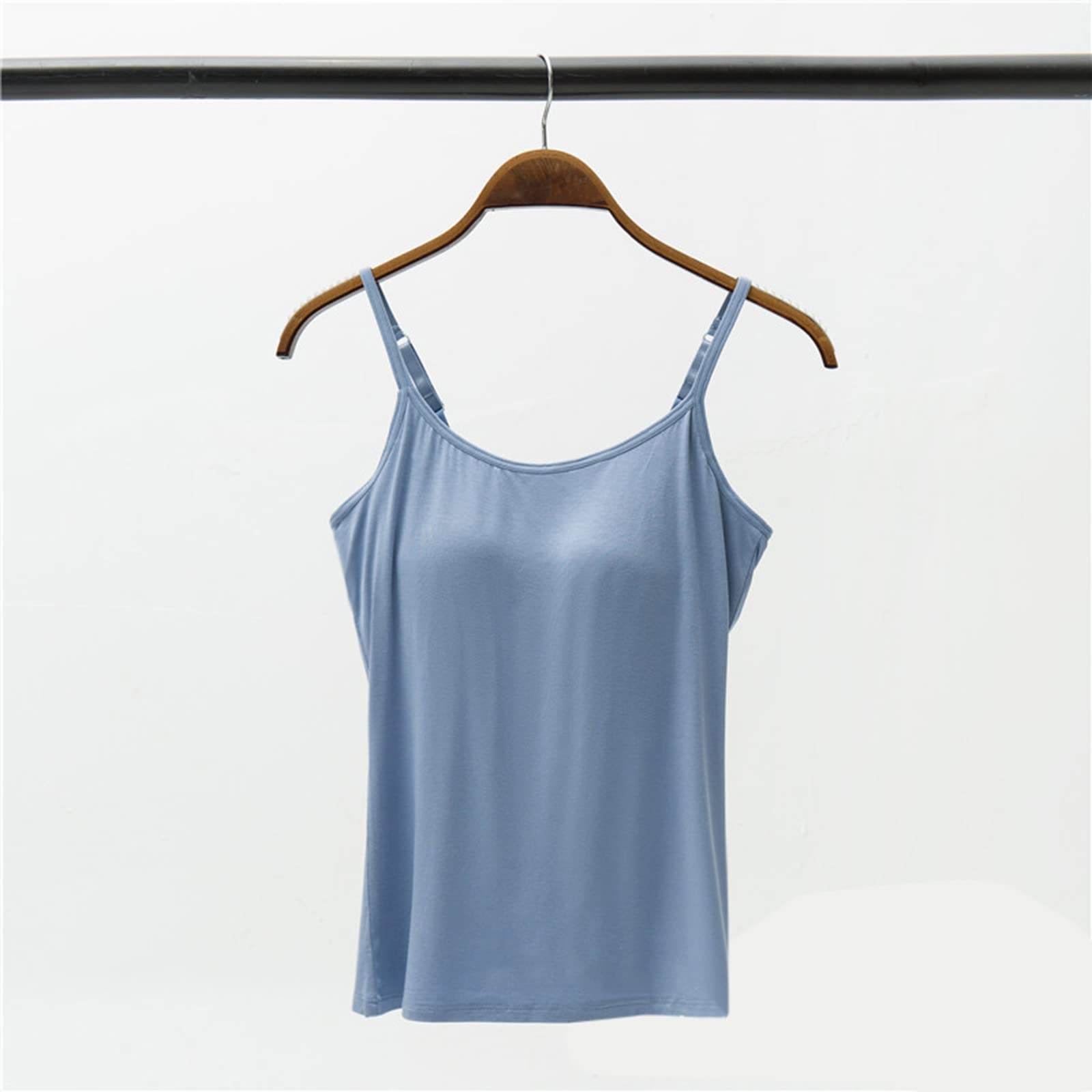 Top con sujetador integrado - Camiseta deportiva para mujer con sujetador integrado, camiseta de tirantes de algodón, camisetas interiores y camisas de sujetador, camisetas básicas, camisola, tanques,