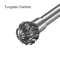 Vista 3 de uxcell Limas rotativas de carburo de tungsteno con vástago de 1/8 pulgadas, herramienta de rebabas rotativas con forma de bola de doble corte