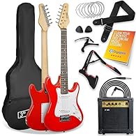 HIGH GRADE MATERIALS – 3/4 size right-handed 6-string electric guitar in red with super light steel strings ideal for starter musicians. The iconic ST design is comfortable for all players and the C shaped neck makes gripping the maple fretboard easy...