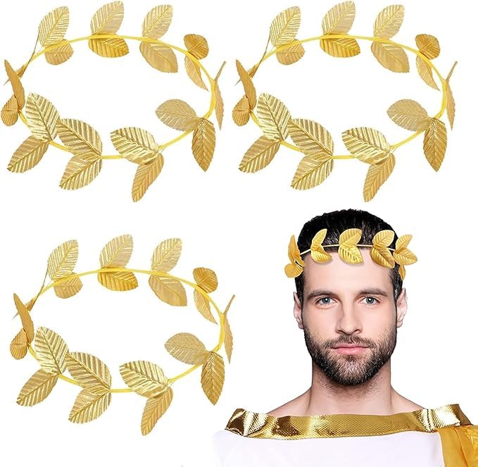 PacuM Gold Leaf Headband, 4 Piece Gold Headpiece Gold Leaf Head Ring Greek Goddess Accessories Roman Leaf Crown for Christmas Party Decoration, Cosplay Role Playing, Photo Shoot Props