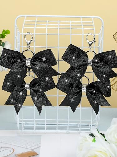 Image of Tondiamo Cheer Bow Keychain Cheer Keychain with Rhinestones Cheerleader Keyrings for Team Gift Cheerleading Sports Accessory